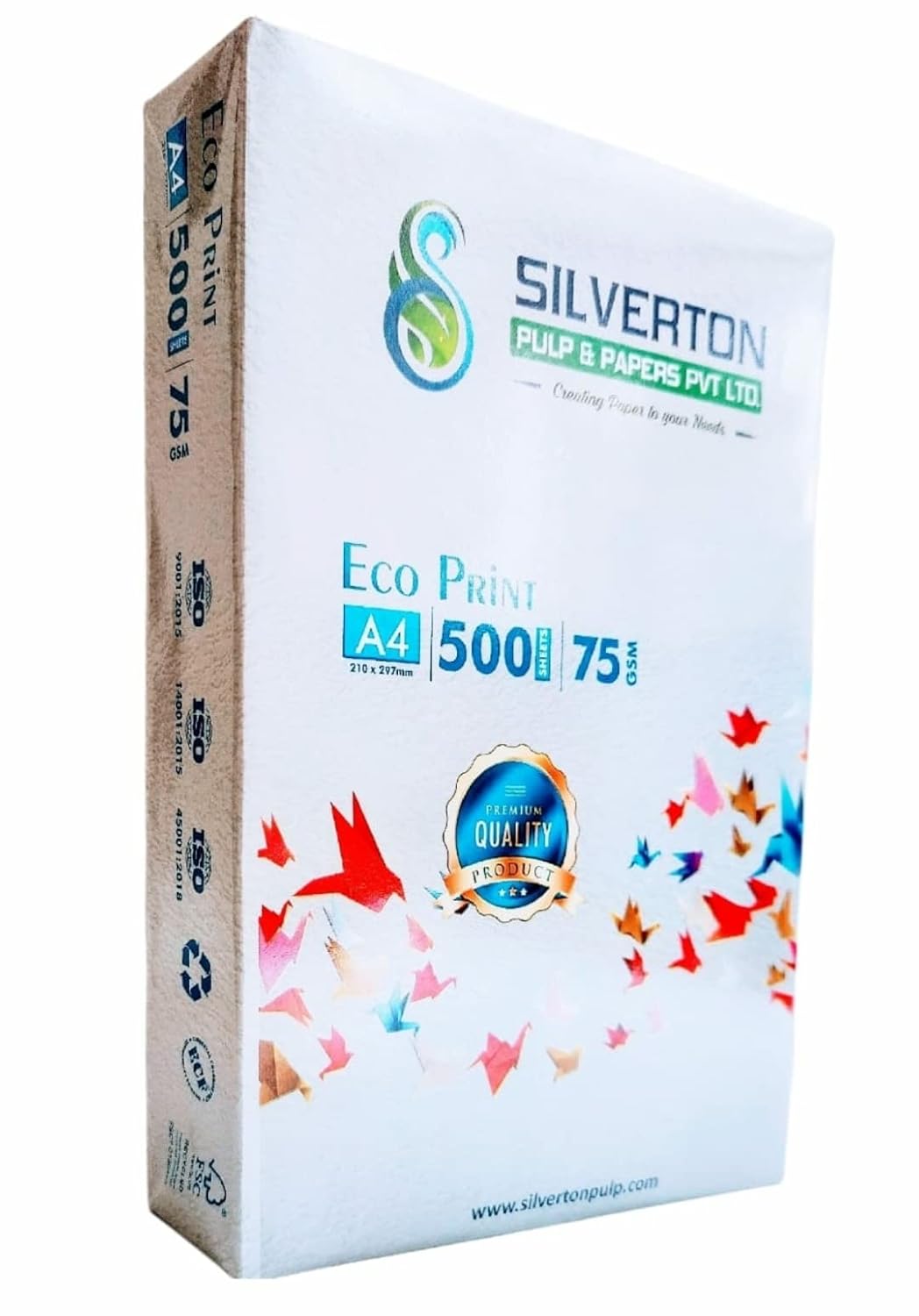 silverton eco pure white printing/copier paper a4 sheets, 75 gsm, 500 sheets(1 ream)